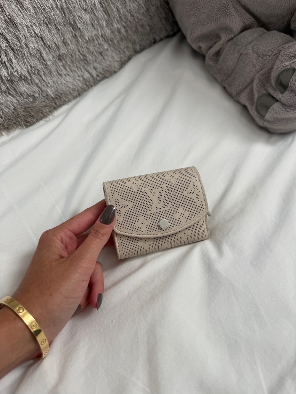 Louis Vuitton Light Beige Perforated Monogram Compact Wallet